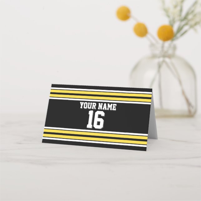 DIY BG Black Yellow Team Jersey Name Platzkarte (Vorderseite)