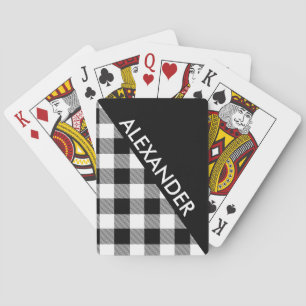 DIY BG Blk Büffel Karo 2 Dreiecke Diag Weiß Spielkarten