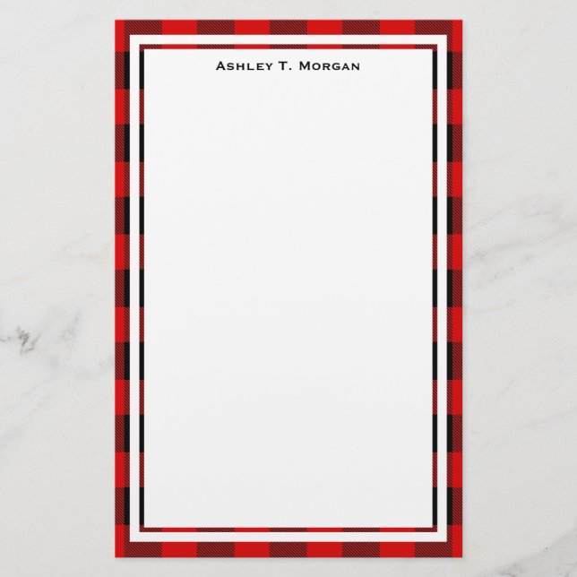 DIY BG Buffalo Kariert Tartan Black Red Briefpapier (Vorderseite)
