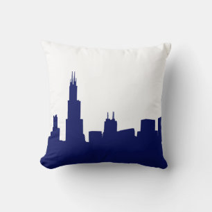 DIY BG Chicago Skyline Silhouette Blue Kissen