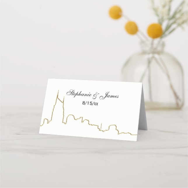 DIY BG Nashville Skyline Gold Kontur Escortkarten Platzkarte (Vorderseite)