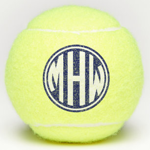 DIY BG Navy Blue Circle Monogram Schriftart Tennisbälle