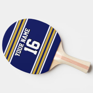 DIY BG Navy Gold Team Jersey Name Tischtennis Schläger