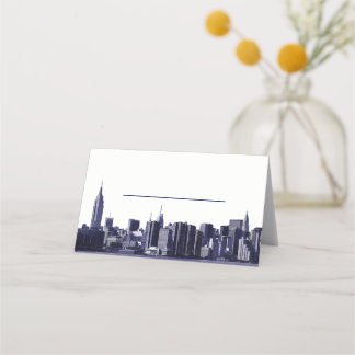 DIY BG NYC Skyline Blue Silhouette Escort Cards Platzkarte
