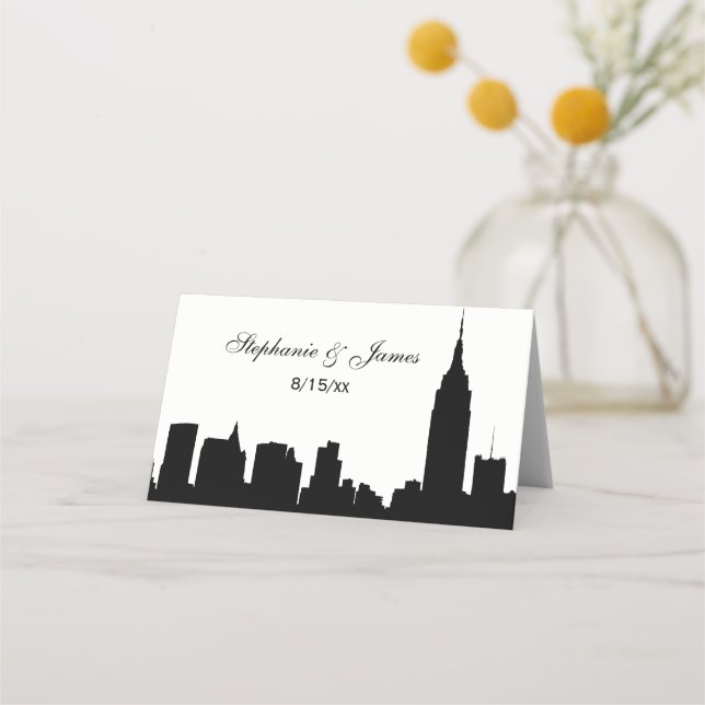 DIY BG NYC Skyline Silhouette Escortkarten Platzkarte (Vorderseite)