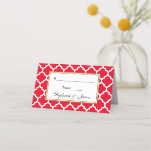 DIY BG Rot marokkanische Quatrefolie Place Escortk Platzkarte