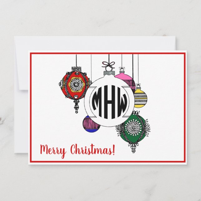 DIY BG Xmas Ornamente Black Circle Monogram Schrif Dankeskarte (Vorderseite)