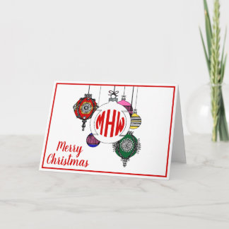 DIY BG Xmas Ornamente Roter Kreis Monogramm Schrif Feiertagskarte