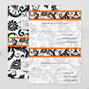 DIY Black Damask Orange UAWG Wedding Einladung