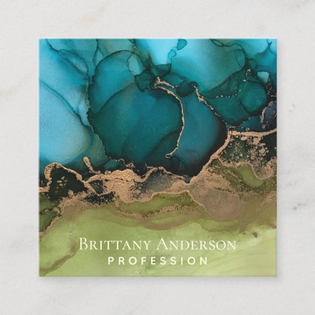 DIY Black Gold Aquamarin Green Quadratische Visitenkarte (Vorderseite)