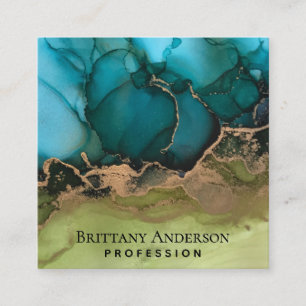 DIY Black Gold Blue Green Quadratische Visitenkarte