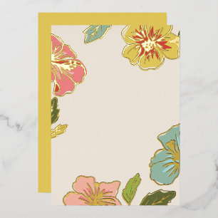 DIY Blank Aloha Hawaiianische Blume mit Gold Folieneinladung
