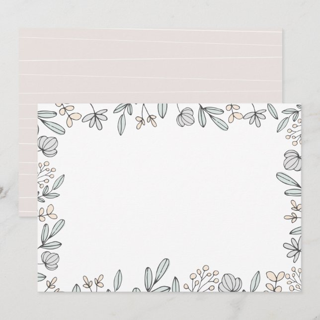 DIY Blank Delicate Floral Design Einladung (Vorne/Hinten)