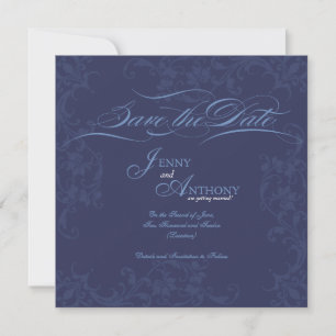DIY Blaue Save the Date Hochzeitsankündigung