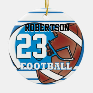 DIY Blue & White Football & Helmet Keramik Ornament