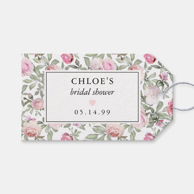 DIY Blush Pink Rose Brautparty Geschenkanhänger (Vorderseite (Horizontal))
