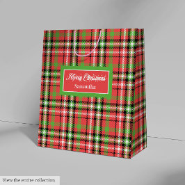 DIY Christmas Gift Bags Classic Tartan Accent Wrap Mittlere Geschenktüte
