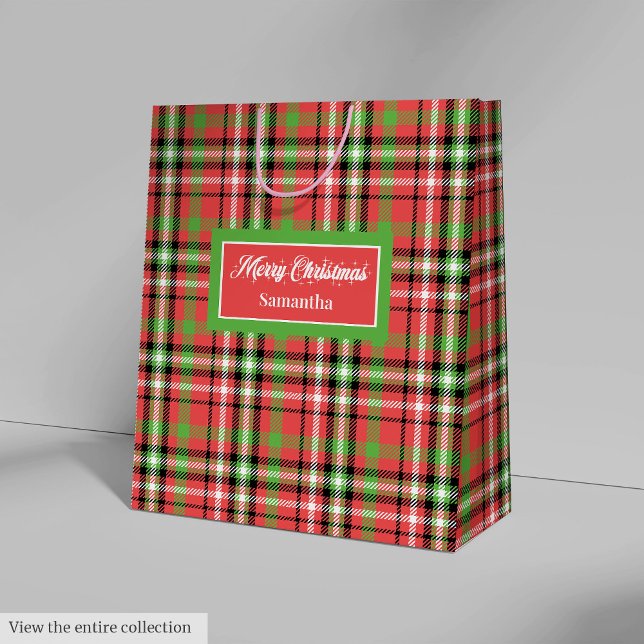 DIY Christmas Gift Bags Classic Tartan Accent Wrap Mittlere Geschenktüte (DIY Christmas Gift Bags Classic Tartan Accent Wrap)