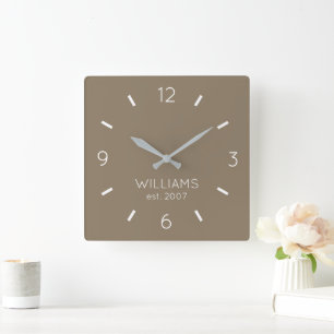 DIY Clock Benutzerdefinierte Farbe, Name, Text Quadratische Wanduhr