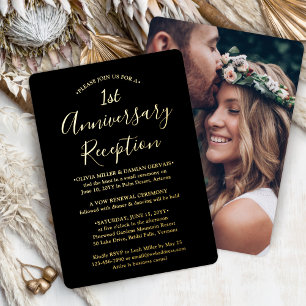 DIY Color 1. Jubiläum Hochzeitsempfang Foto Folieneinladung