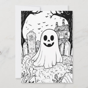 DIY Color-In Halloween Card-Niedliches Ghost Feiertagskarte