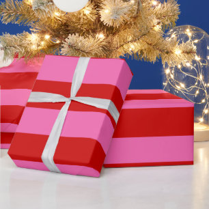 DIY Color XL Preppy Strip Red Hot Pink Geschenkpapier