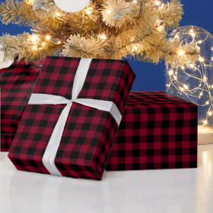 DIY Colors Buffalo Kariert Tartan SM SV Blk Burgun Geschenkpapier