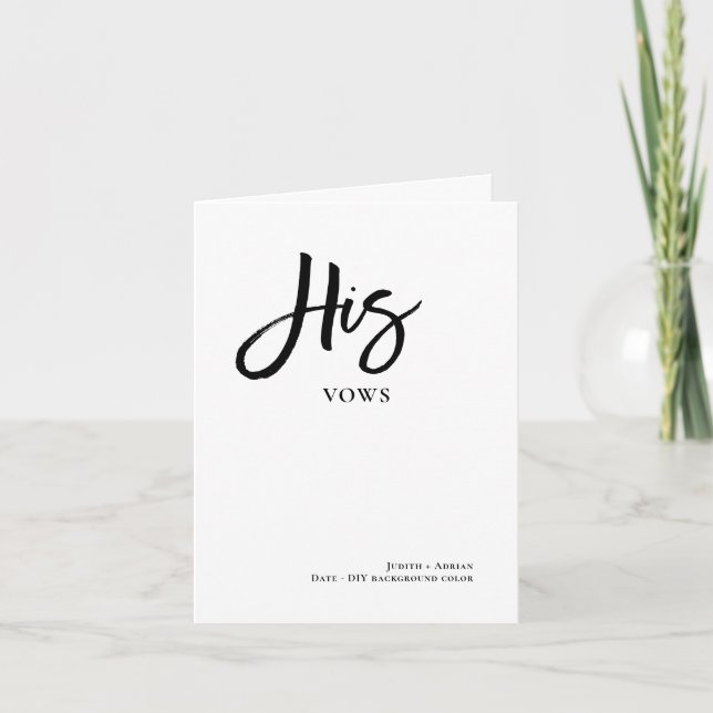 DIY Colors Chic Handwrits Skript Seine Vows Card Karte (Vorderseite)