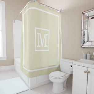 DIY Colors Gerahmt LG Initial Monogram Beige Weiß Duschvorhang
