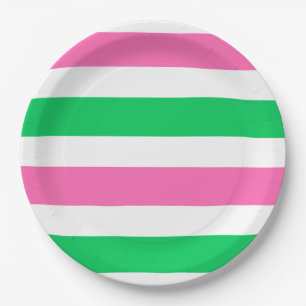DIY Colors Hot Pink Emerald Green White Strip Pappteller