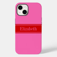 DIY Colors Hot Pink, Red Ribbon Name Monogram S
