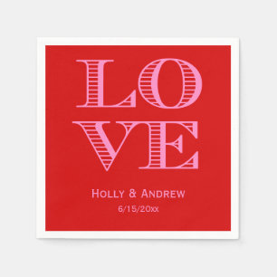 DIY Colors: LIEBE Alphabet Square Red Hot Pink Serviette