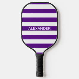 DIY Colors Lila White Stripes Name Monogram S Pickleball Schläger