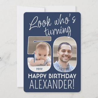 DIY Colors ・ Look Who's 50 Birthday Party 2 Foto Einladung