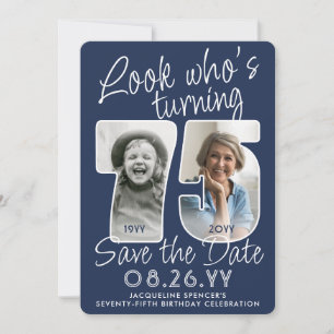 DIY Colors ・ Look Who's 75 Birthday Party 2 Foto Save The Date