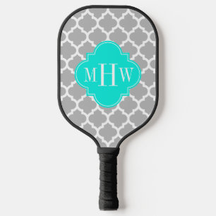 DIY Colors marokkanisches Gray Aqua Wht BG 3 Initi Pickleball Schläger