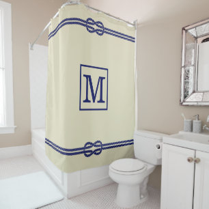 DIY Colors Rope Knot Gerahmt LG Monogram Beige Nav Duschvorhang