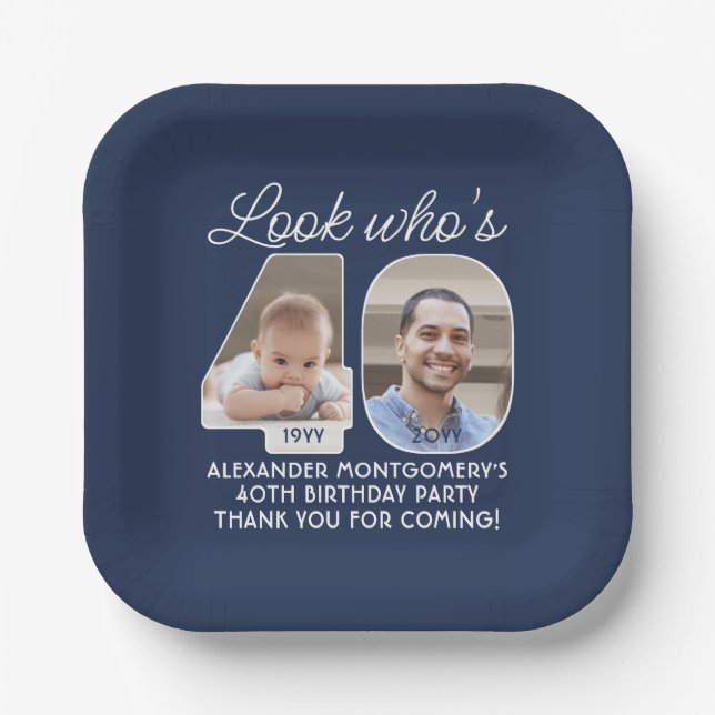 DIY Colors ・ Schauen Sie, wer 40 Geburtstagsparty  Pappteller (Vorderseite)