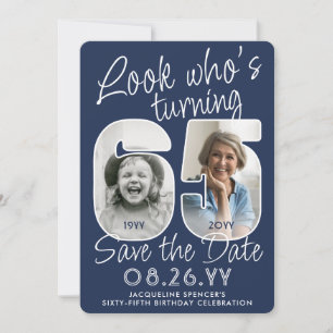 DIY Colors ・ Schauen Sie, wer 65 Geburtstagsparty Save The Date