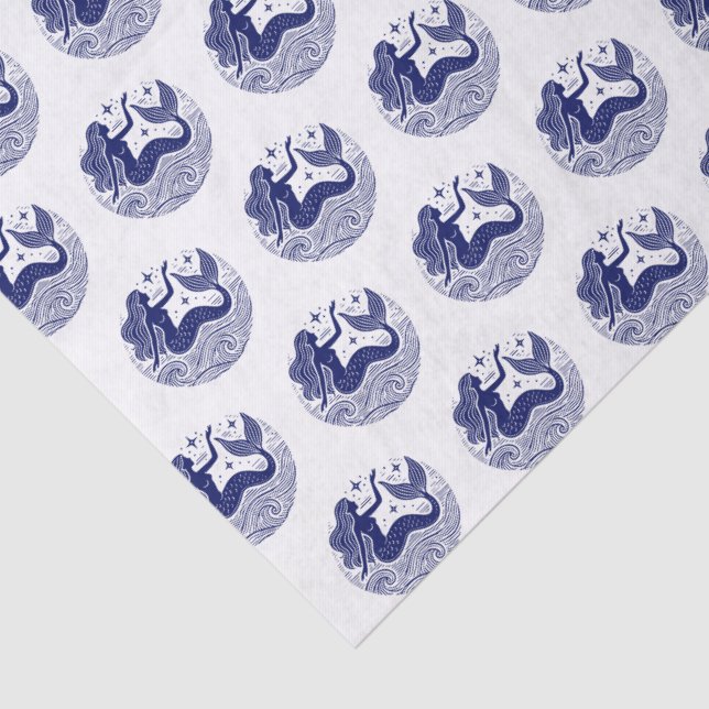 DIY Colors Sinnlich Mermaid in Waves Blue Seidenpapier (Detail)