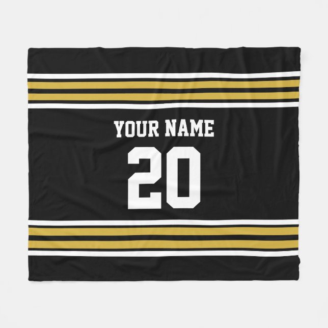 DIY Colors Team Jersey Stripes Black Gold SV Fleecedecke (Vorderseite (Horizontal))
