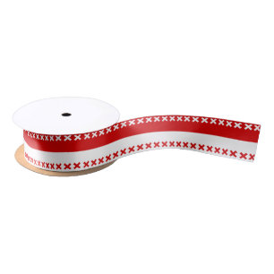 DIY Colors Two Stripes White Red, X Border Satinband