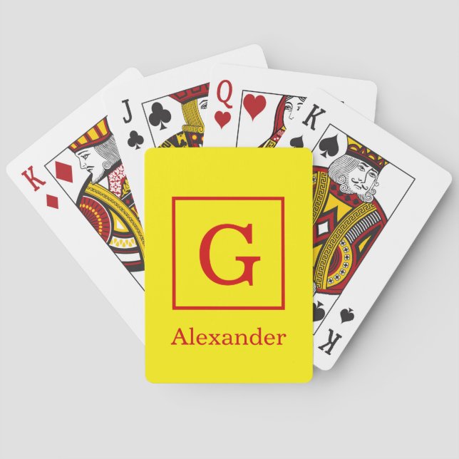 DIY Colors Yellow Red Gerahmt Initial Monogram SV Spielkarten (Rückseite)