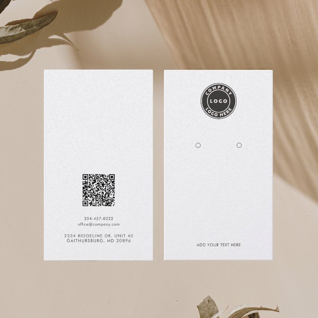 DIY Company Logo und QR Code Earring Display Card Visitenkarte (Your Business Logo and QR Code Retail Earrings Display Card)