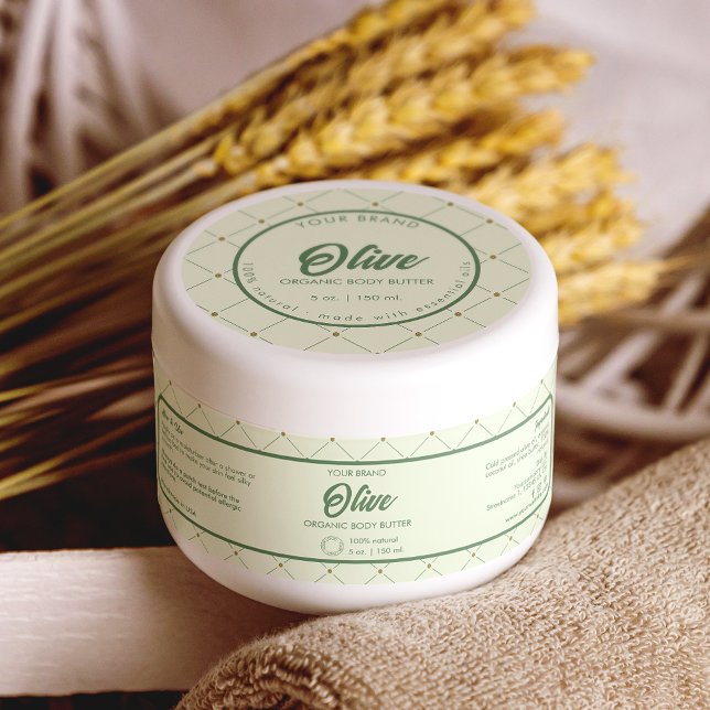 DIY Cosmetic Jar Wrap-Around Label in Retro Green Wasserflaschenetikett (Von Creator hochgeladen)