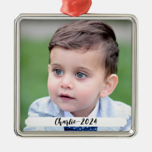 DIY Custom Foto and Text Christmas Metal Ornament Aus Metall