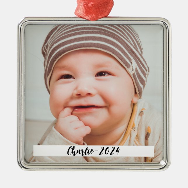 DIY Custom Foto and Text Christmas Ornament Aus Metall (Vorne)