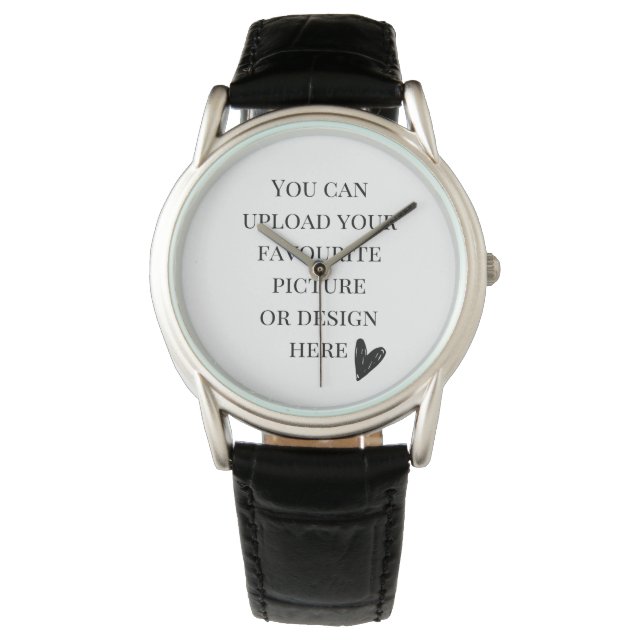 DIY, Custom Men's Crown Protector Black Leather Armbanduhr (Vorderseite)