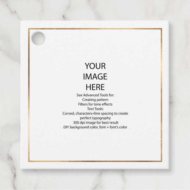 DIY Custom Small Square Imitate Gold Frame Hang Geschenkanhänger (Vorderseite)