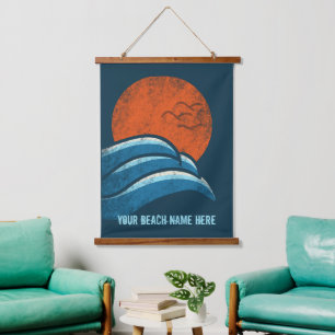 DIY Custom Travel Poster Beach Surfthema Wandteppich Mit Holzrahmen